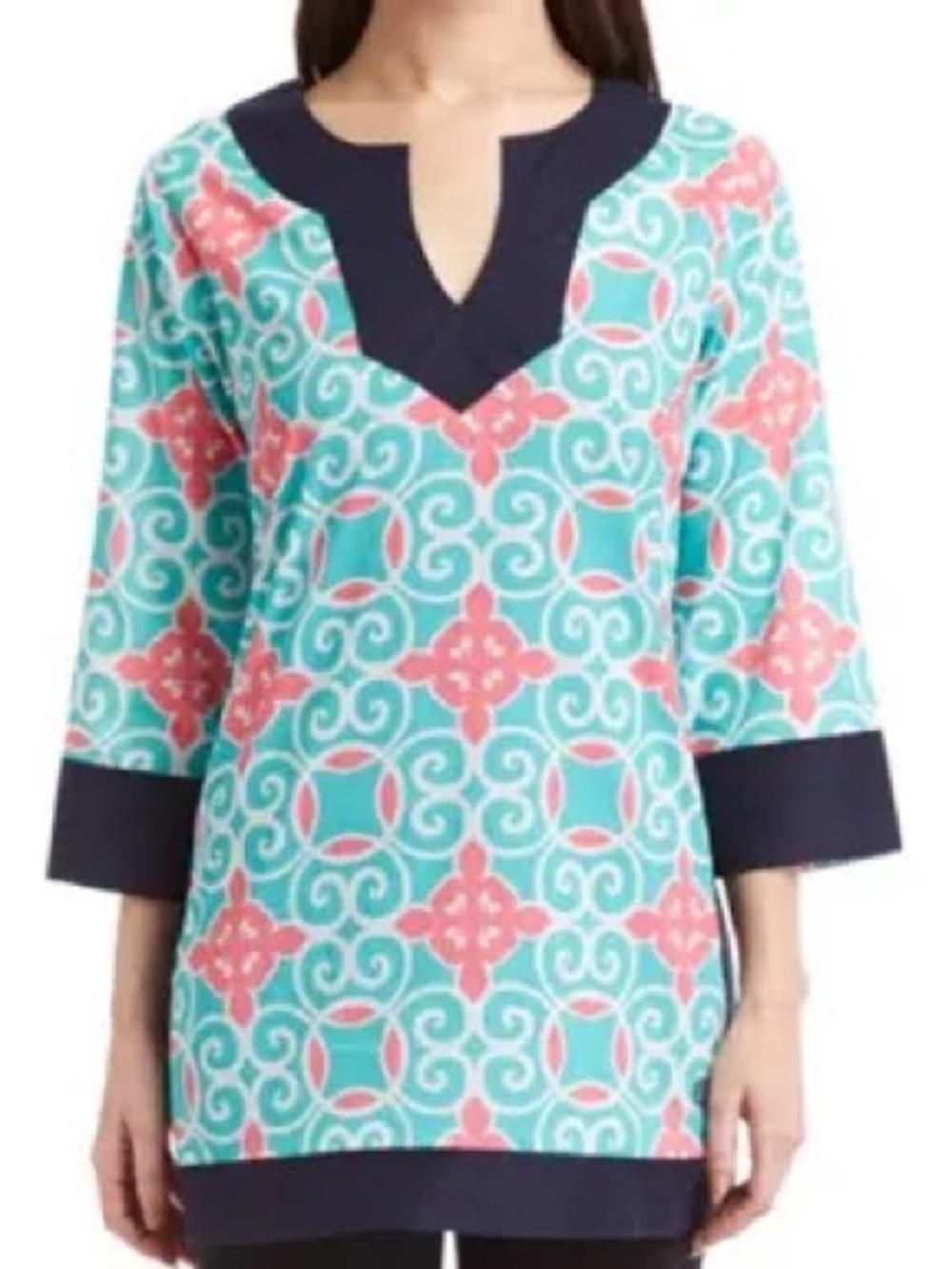 NWT-Simply Southern Collection Split-Neck Swirly Tunic Blouse